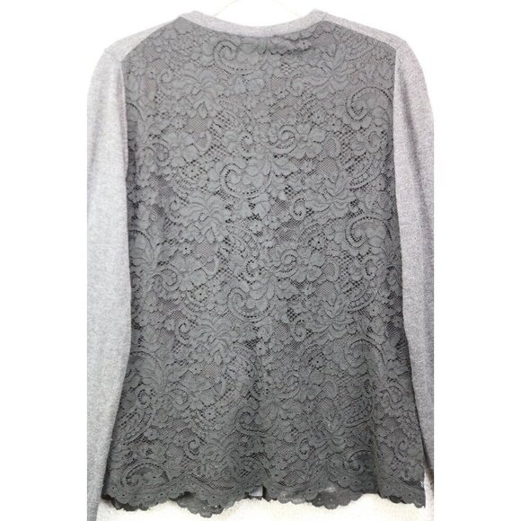 White House Black Market Wool Blend Button Up Lace Sweater-Size M-Whimsigoth - Picture 10 of 11